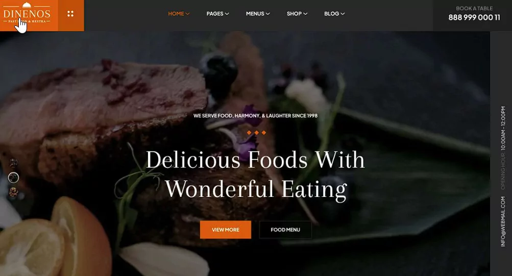 шаблон dinenos wordpress доставка еды бесплатно