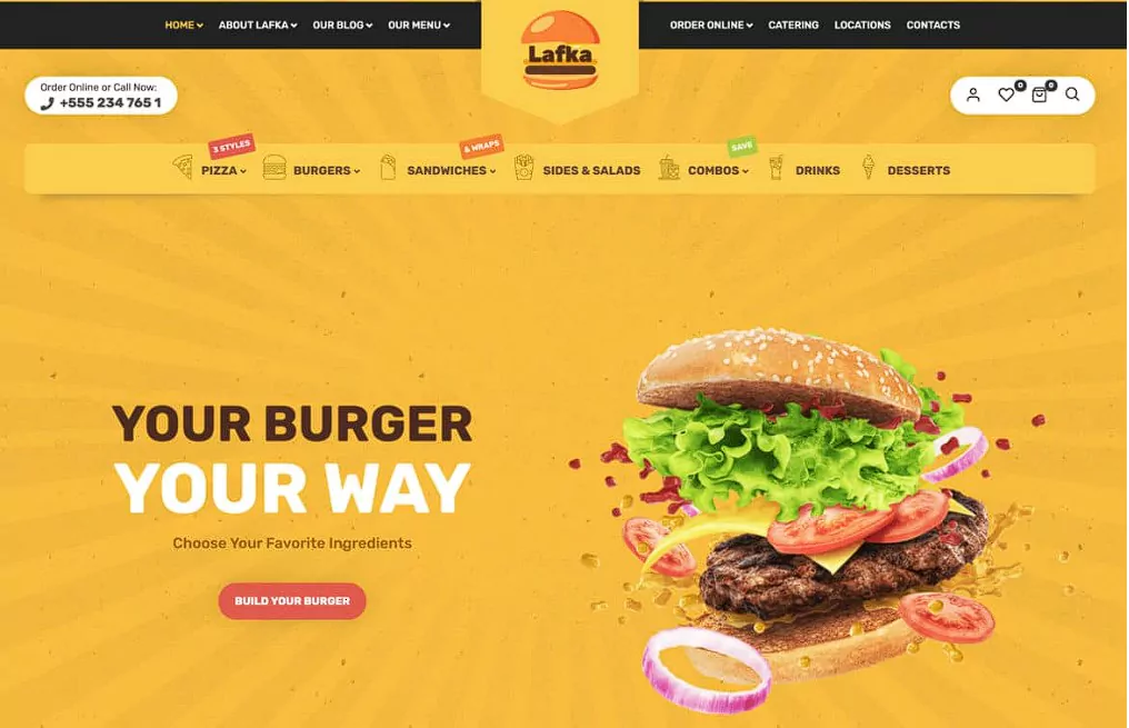 Lafka бесплатный шаблон доставки еды wordpress